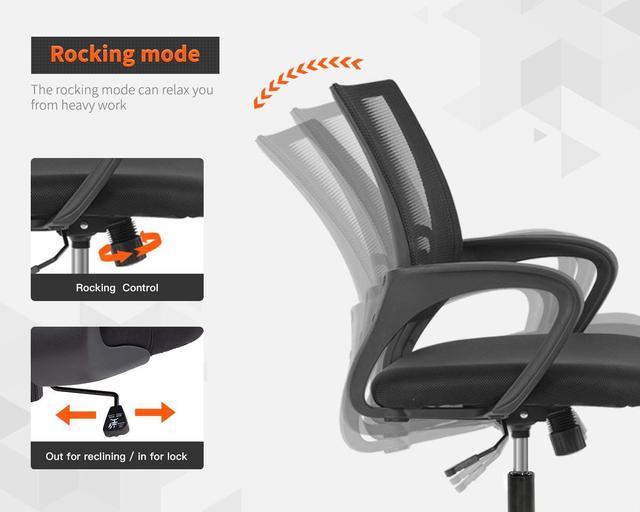 BestOffice Ergonomic Desk Mid-Back Mesh Computer Lumbar Support Comfortable Executive Adjustable Rolling Swivel Task Chair with Armrests(Black)