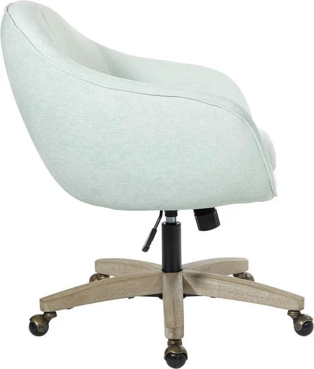 Alt view image 3 of 7 - OSP Home Furnishings Nora Office Chair in Mint Fabric with Grey Brush Wood Base KD