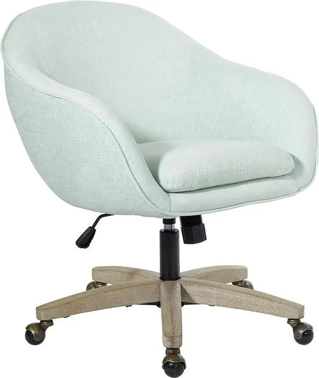 Main image of OSP Home Furnishings Nora Office Chair in Mint Fabric with Grey Brush Wood Base KD