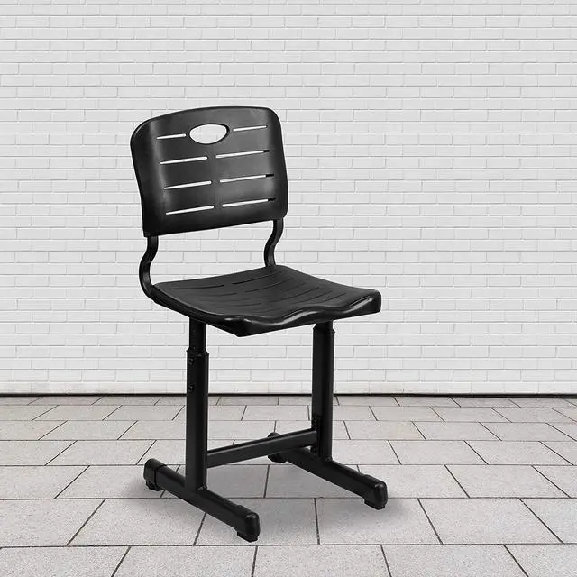 Alt view image 2 of 7 - Flash Furniture Adjustable Height Black Student Chair with Black Pedestal Frame