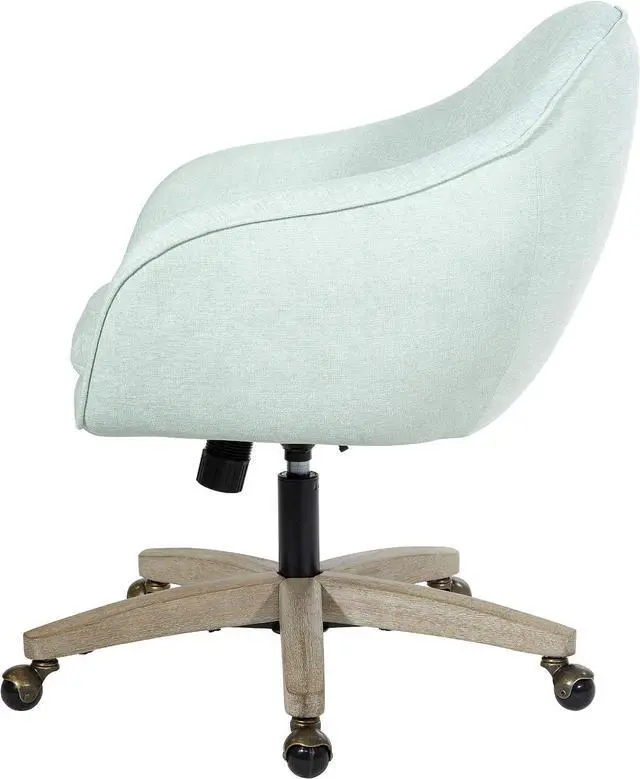 Alt view image 7 of 7 - OSP Home Furnishings Nora Office Chair in Mint Fabric with Grey Brush Wood Base KD