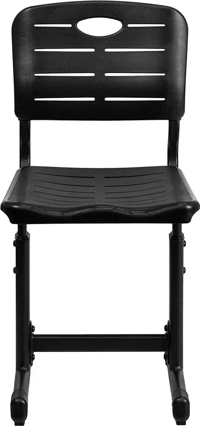 Alt view image 7 of 7 - Flash Furniture Adjustable Height Black Student Chair with Black Pedestal Frame