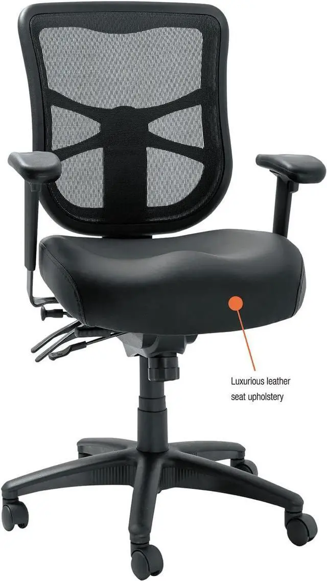 Alt view image 4 of 7 - Alera ALEEL4215 Elusion Series Supports Up to 275 lbs. 17.7 in. to 21.4 in. Seat Height Mesh Mid-Back Multifunction Chair - Black