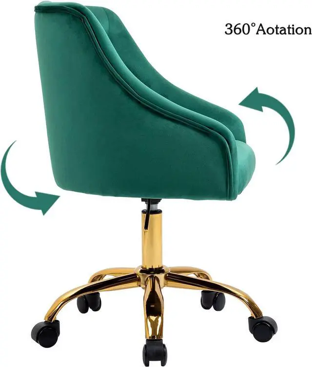 Alt view image 5 of 7 - ATTICA Home Office Desk Chair Modern Velvet Office Computer Chair Height Adjustable Mid-Back Task Chair (Green)