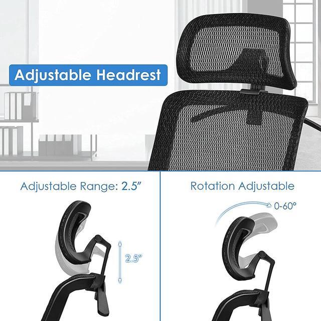 Giantex High Back Mesh Office Chair, Ergonomic Executive Chair w/Adjustable  Reclining Angles, Lumbar Support & Coat Hanger, Rolling Computer Desk Chair,  Grey 