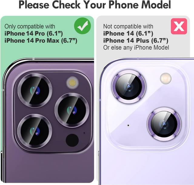For iPhone 14 Pro Max,Plus Metal Ring Tempered Glass Camera Lens Protector  Cover