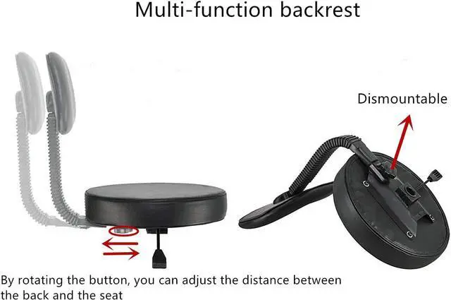 Alt view image 5 of 7 - Antlu Rolling Stool Drafting Chair for Garage Shop Workbench Kitchen Medical Salon,Swivel Adjustable Stool with Wheels and Back Support (Black, Without Foot Ring)
