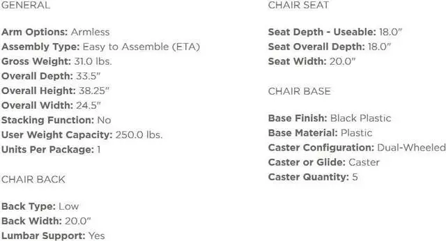 Alt view image 4 of 6 - HON ValuTask Low Back Task Chair - Mesh Computer Chair for Office Desk, Black (HVL210)