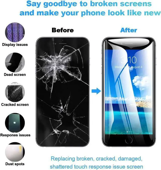 Alt view image 4 of 7 - for iPhone 6S LCD Screen Replacement Black 4.7 Inch Frame Assembly Display 3D Touch Screen Digitizer with Repair Tools Kit Tempered Glass Screen Protector for A1633, A1688, A1700 (Black)