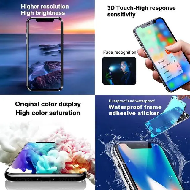 Alt view image 4 of 7 - for iPhone XR LCD Screen Replacement 6.1 Inch Frame Assembly Display and 3D Touch Screen Digitizer with Repair Tools Kit for A1984/A2105/A2106/A2108 with Waterproof Adhesive Tempered Glass