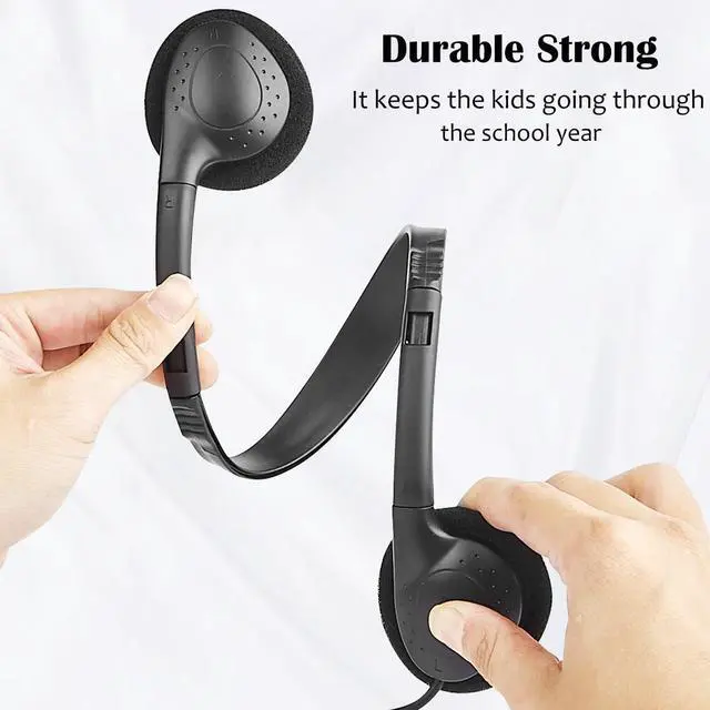 Alt view image 2 of 7 - Classroom Headphones Bulk 10 Pack for Kids School Wholesale Class Set Durable Earphones for Students Children Toddler Teens Boys Girls and Adult (LS04 10 Black)