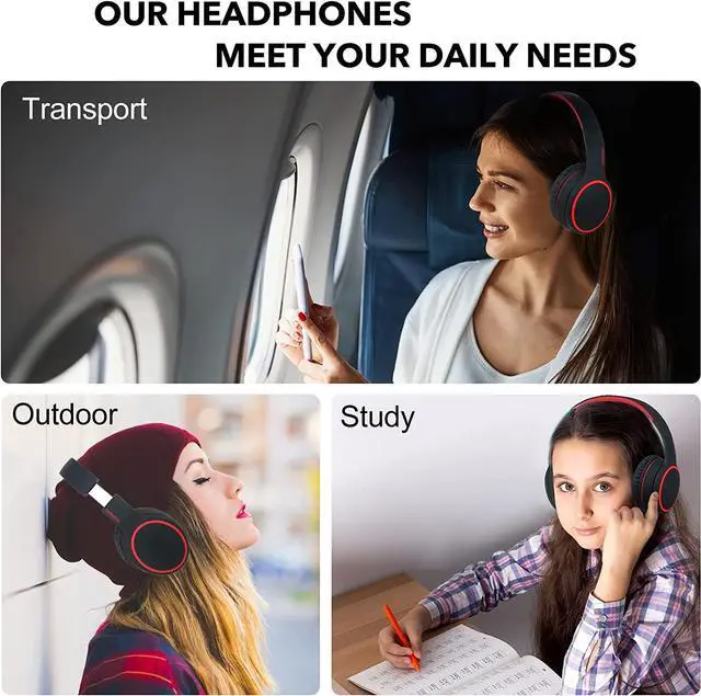 Alt view image 7 of 7 - RORSOU B10 Bluetooth Headphones Over Ear, Lightweight Folding Stereo Bass Wireless Headset with Mic, 50H Playtime, Volume Control, Bluetooth 5.3 Headphones for iPad/Travel/Tablet/PC (Black)