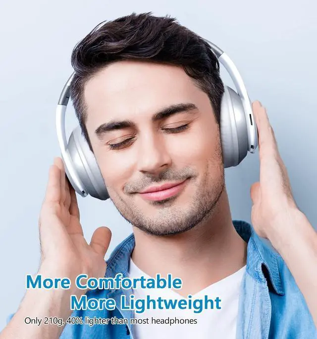Alt view image 7 of 7 - Headphones Wireless Bluetooth,60 Hours Playtime Foldable Lightweight Bluetooth Headphones Wireless Over Ear Wired Hi-Fi Stereo with 6 EQ Modes, Deep Bass Adjustable Headset with Mic, FM, TF for Adults