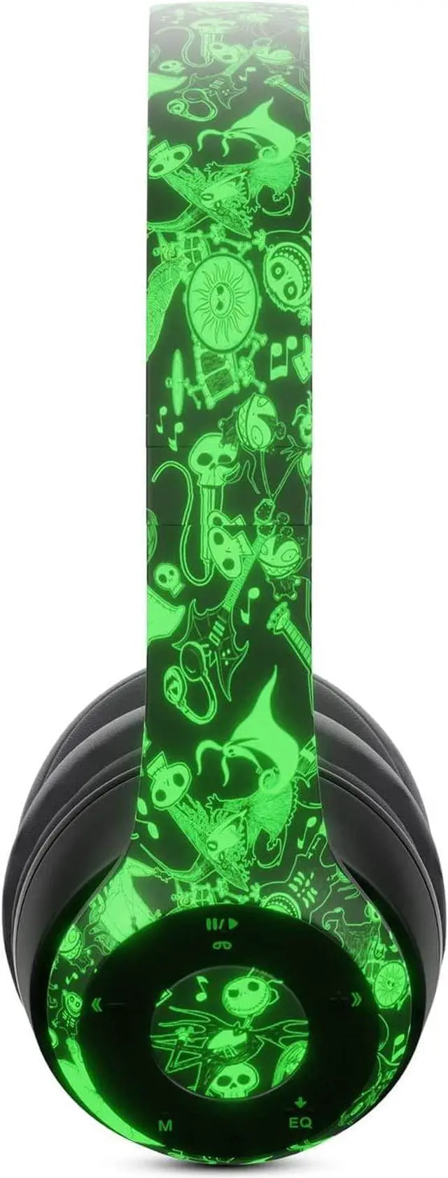 Alt view image 4 of 7 - Disney Nightmare Before Christmas Glow in The Dark Bluetooth Headphones Over Ear, Wireless and Wired Foldable Headset Built-in Microphone - Tim Burton Jack Skellington & Sally - Adults Kids