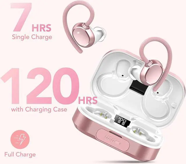 Alt view image 2 of 7 - KT1 Ear Buds Wireless Earbuds V5.3, 120H Playtime, Bluetooth Earbuds for Small Ear, IPX7 Waterproof Running Headphones, Deep Bass, Over Ear Sport Earbuds Wireless Bluetooth Earphones for Android iOS