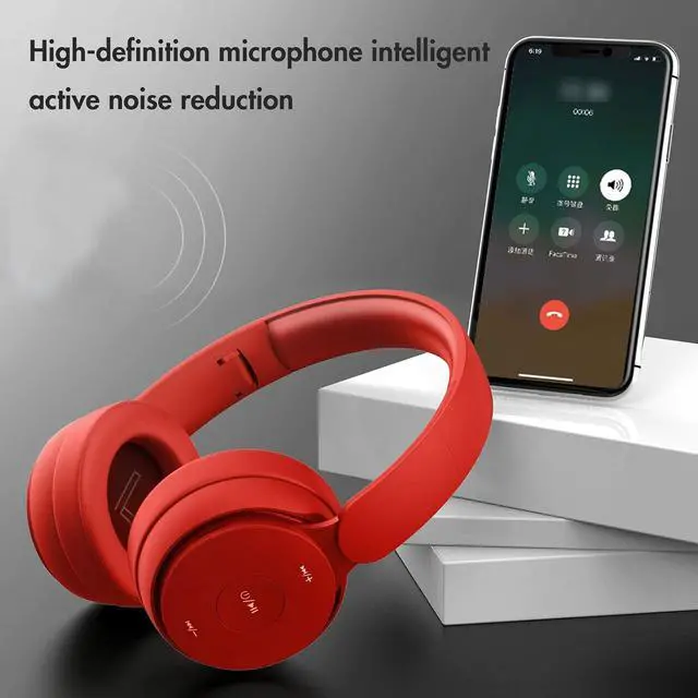 Alt view image 3 of 6 - RED Wireless Headphones Foldable Wired/TF, Suitable for Adults/Kids | High-fidelity stereo, 30H Playtime, dual 40mm driver speakers, comes with a 1.5m audio cable.Wireless Bluetooth 5.2