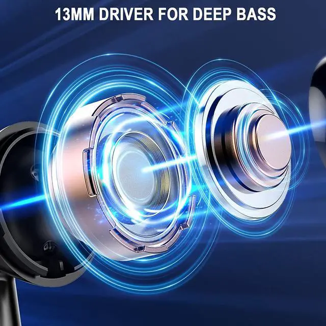 Alt view image 5 of 7 - Wireless Earbuds, Bluetooth 5.4 Headphones Stereo Bass, in Ear Earphones 4 ENC Noise Cancelling Mic, 40H Playtime Ear Buds with Mini USB C Charging Case, IP7 Waterproof Sports Earbuds for Android iOS