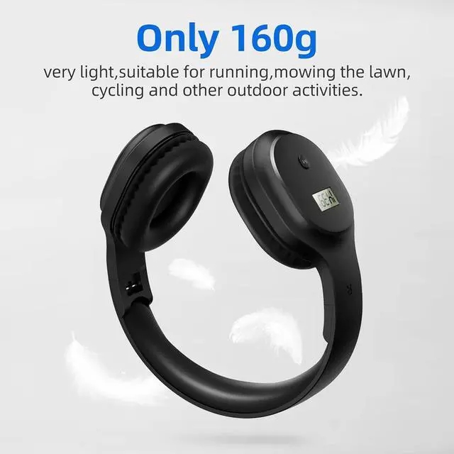 Alt view image 5 of 7 - Wireless Headphones with FM Radio and Bluetooth 5.0, Rechargeable Portable Headset with Built-in Microphone, Lightweight and Comfortable Ear Muffs for Jogging, Mowing, Cycling, and More