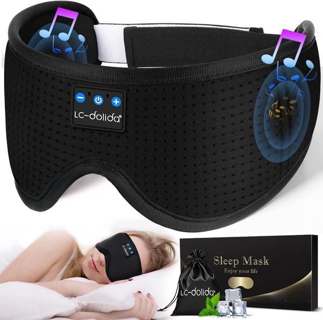 Sleep Headphones Sleep Mask with Bluetooth Headphones, LC-dolida Eye Mask  for Sleeping Eye Pillow Sleeping Headphones for Side Sleepers Thin Speaker  Cool Gadgets Gifts for Men&Women(ICY-Feeling Black) 