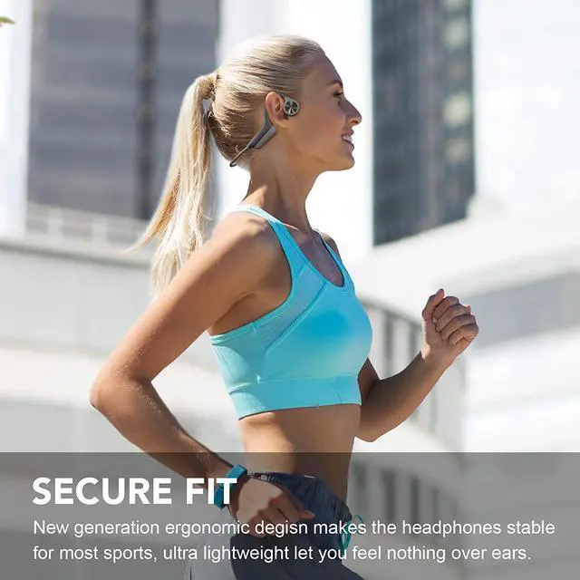 Alt view image 5 of 7 - Bone Conduction Headphones, Open Ear Headphones Bluetooth 5.3 Sport Headphones Wireless Earphone with Microphone, Sweatproof Headset for Running, Cycling, Driving (Black & Grey)