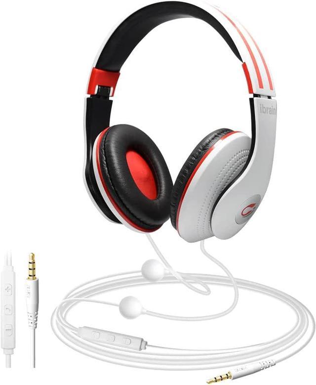 ibrain Air Tube Headphones Air Tube Headset Over The Ear Headphones Wired Airtube  Headset with Patented Technology 3.5mm Jack for Computer, PC, Phone - White  