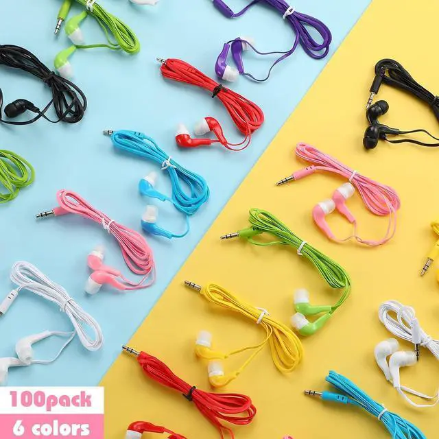 Alt view image 7 of 7 - Kigeli Students Earbuds Bulk 100 Pack Earphones in-Ear Headphones for Classroom School Libraries Students Teens Compatible with Most 3.5 mm Interface(Multicolor)