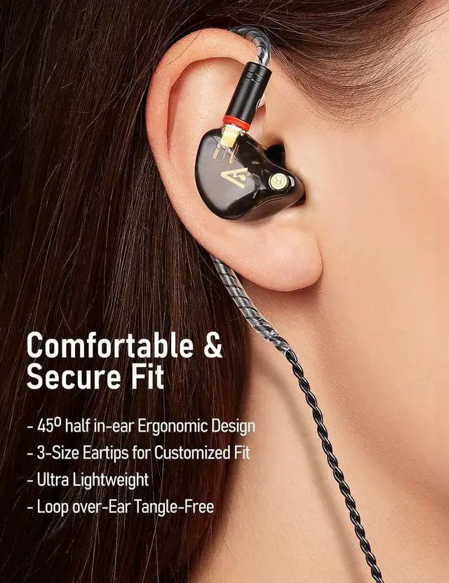 Alt view image 6 of 7 - Audiovance Vibes 201L Wired Earbuds in Ear Headphones, with 3.5mm to Lightning Adapter for iPhone, Noise Cancelling Bass Driven, Secure & Comfort Fit, Braided Cord, Carry Case (Clear Brown, No Mic)