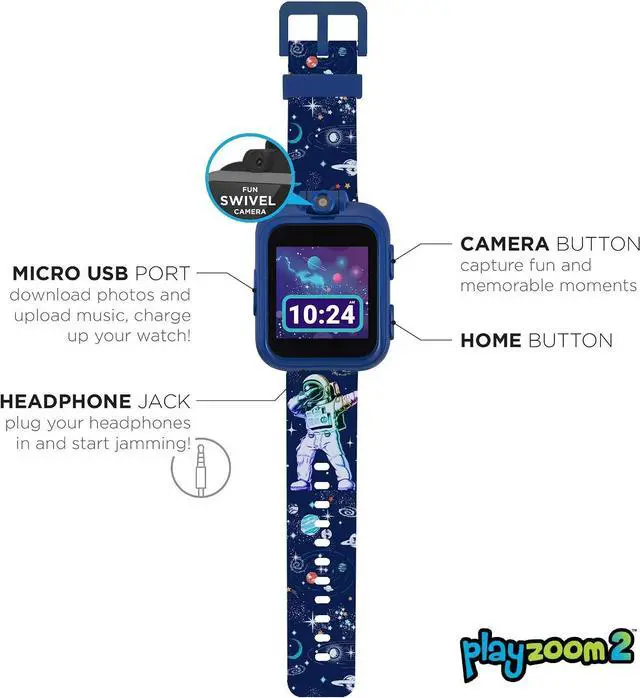 Alt view image 5 of 7 - PlayZoom 2 Kids Smartwatch & Headphones - Video Camera Selfies STEM Learning Educational Fun Games, MP3 Music Player Audio Books Touch Screen Sports Digital Watch Gift for Kids Toddlers Boys Girls