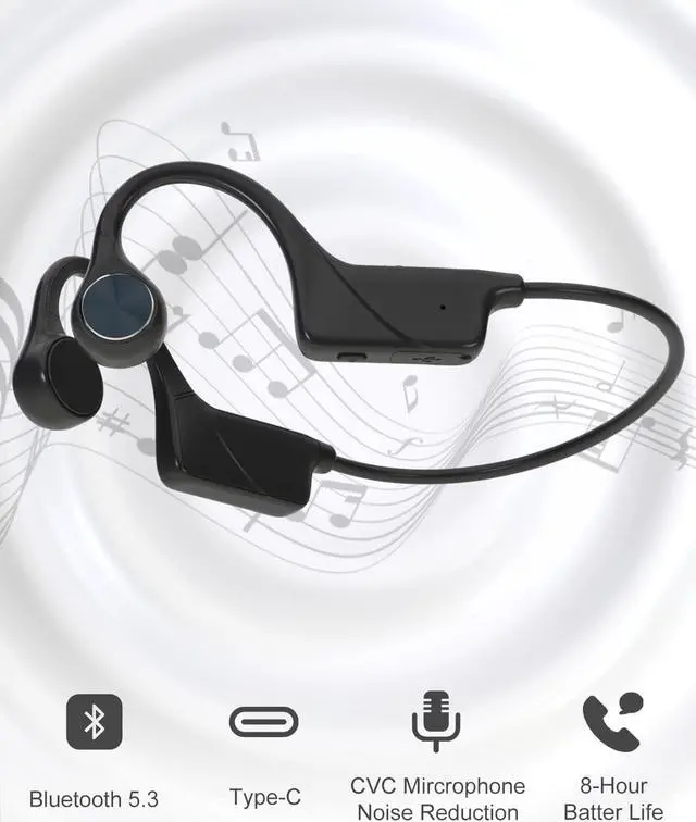 Alt view image 2 of 6 - MONODEAL Bone Conduction Headphones Bluetooth Open Ear Headphones Wireless IPX5 Waterproof Headset with Microphone Sport Headphones Long Battery Life Earphones for Runners Fitness Cycling