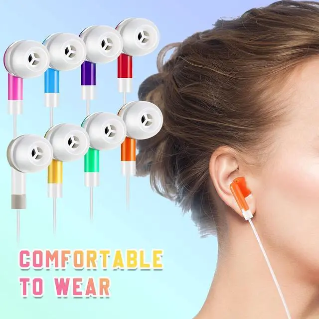 Alt view image 4 of 7 - Macarrie 50 Pack Earbuds Bulk for Classroom Kids Wire Earphones Students Ear Buds Set Stereo Headphones for Kids Adults Schools Libraries, 3.5 MM Audio Jack (Mixed Colors)