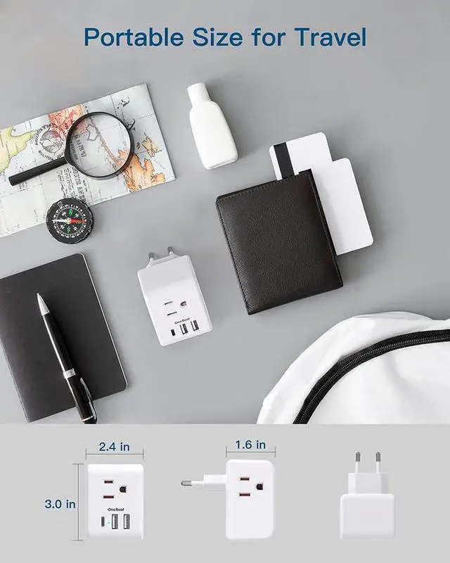 Alt view image 4 of 6 - 2 Pack European Travel Plug Adapter International Power Adapter with 3 Outlets 3 USB Ports(1 USB C) Type C Plug Adaptor for US to Europe Italy Spain France Germany Iceland Travel Essentials