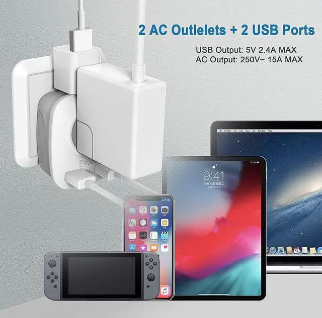 Alt view image 7 of 7 - European Plug Travel Adapter 3 Pack International Power Adaptor with 2 USB 2 American Outlets 4 in 1 Outlet Adapter US to Most of Europe France Germany Spain Greece Italy Iceland (Type C)