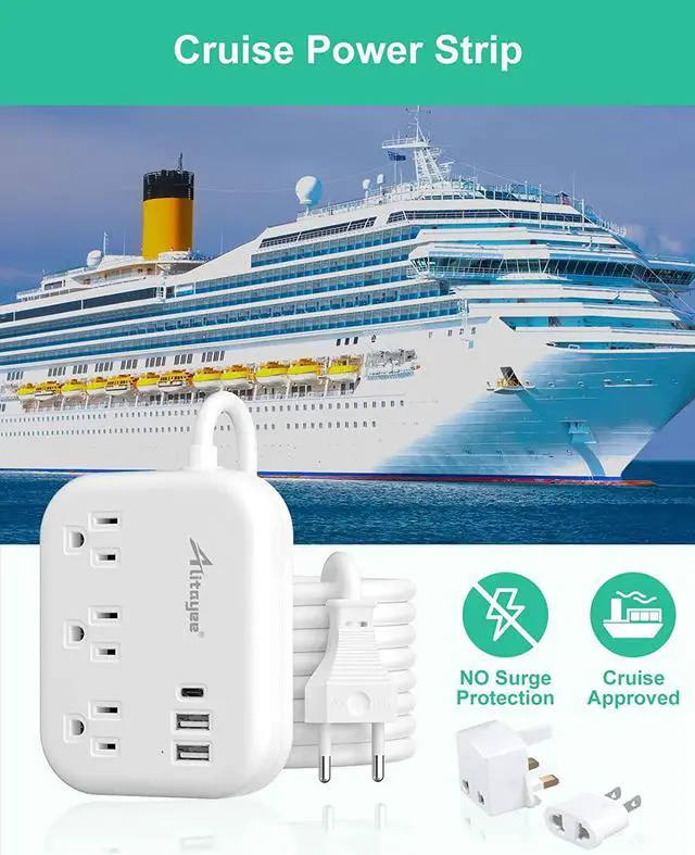 Alt view image 5 of 7 - European Travel Plug Adapter, Alitayee EU/UK/US Travel Power Strip with 3 Outlets 3 USB Ports, International Universal Plug Adapter with 3ft Extension Cord to EU UK Italy Spain France Germany Cruise