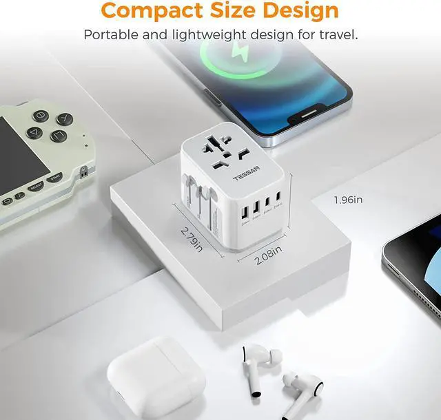 Alt view image 5 of 7 - TESSAN Universal Travel Adapter 21W, International Plug Adaptor with 2 USB C Wall Charger 2 USB A Ports, Worldwide Power Outlet Travel Essentials for US to European EU UK AUS (Type C/G/A/I)