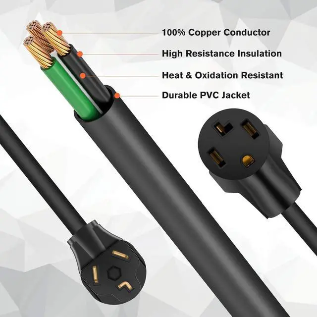 Alt view image 6 of 7 - WELLUCK 1.5 FT 4 Prong to 3 Prong Dryer Adapter, 30 Amp Dryer Outlet Plug Power Cord, NEMA 10-30P Male to 14-30R Female Three Prong Converter, 250V 3prone Old Clothes Dryer Connector w/Ground Wire
