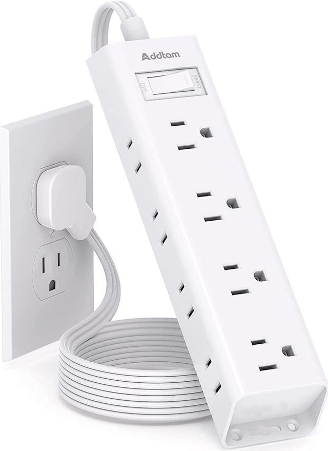 10FT Extension Cord - Power Strip Surge Protector, Flat Plug, Addtam 12  Widely Outlets 3 Sides Outlet Extender, 900J, Wall Mount, Desk Charging  Station Compact for Home Office Dorm Room Essentials 