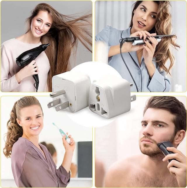 Alt view image 6 of 7 - 4 Pack Universal Adapter Europe to US Plug Travel Adapters (White)