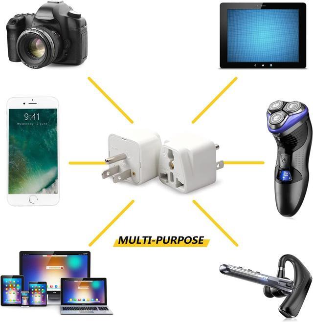 Alt view image 7 of 7 - 4 Pack Universal Adapter Europe to US Plug Travel Adapters (White)