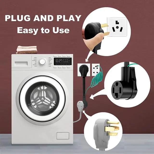 Alt view image 6 of 7 - CircleCord Dryer Adapter 4 Prong to 3 Prong, 4P Newer to 3P Older House, Convert Cord NEMA 10-30P Plug to 14-30R Receptacle, 10 AWG STW 1.5FT With Safety Ground Wire, ETL Listed