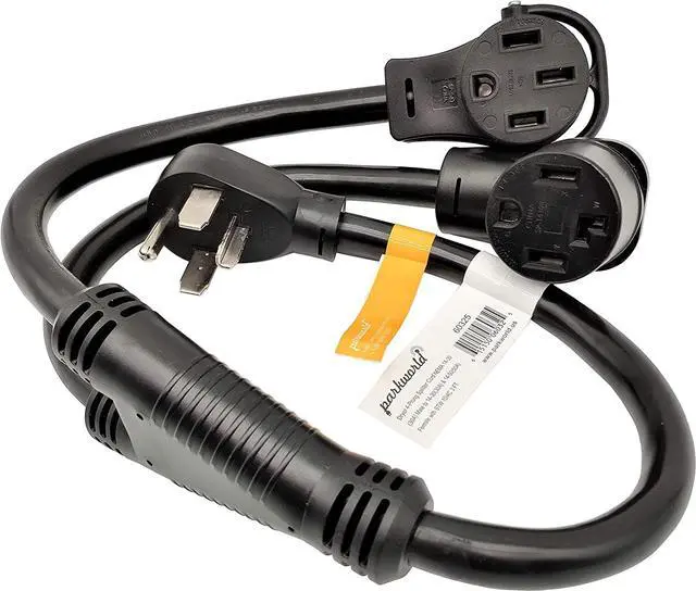 Main image of Parkworld 60325 Dryer Splitter to EV, NEMA 14-30 Male Plug to 14-30  RV/EV 14-50 Female Receptacle, Dryer 4-Prong 30 AMP Y Adapter Cord (3FT)
