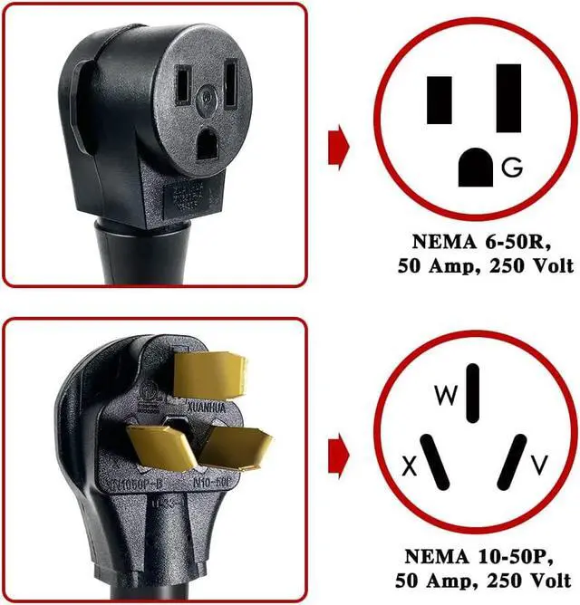 Alt view image 4 of 5 - NEMA 10-50P to Welder 6-50R Welding Adapter Cord 50A 250V6 AWG*3C