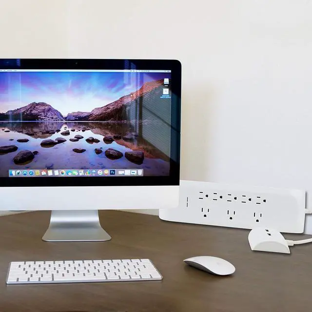Alt view image 6 of 7 - 8 Outlet Surge Protector Power Strip with2 USB Charging Ports (2.4A), 6 + 4 FT Extension Cord with Straight Plug, 2400 Joules Overload Portection,Wall Mountable, ETL Listed, White