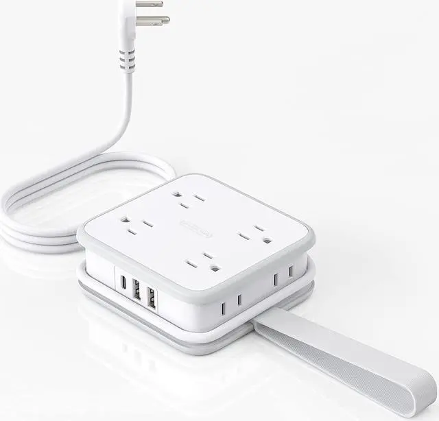 Main image of NTONPOWER Flat Plug Power Strip, 8 Outlets and 3 USB (1 USB C), 3 Side Outlet Extender, 5 ft Extension Cord with Multiple Outlets, Wall Mount, Overload Protection, Compact Power Strip for Home Office