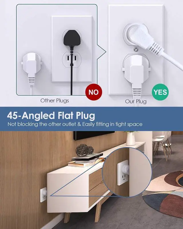 Alt view image 6 of 6 - BESFAN Small Power Strip with USB C, 20W Outlet Extender with 4 Widely Outlets 4 USB Ports (2 USB C), Flat Plug Power Strip with 5 ft Extension Cord, Charging Station for Office Dorm Home Cruise Ship