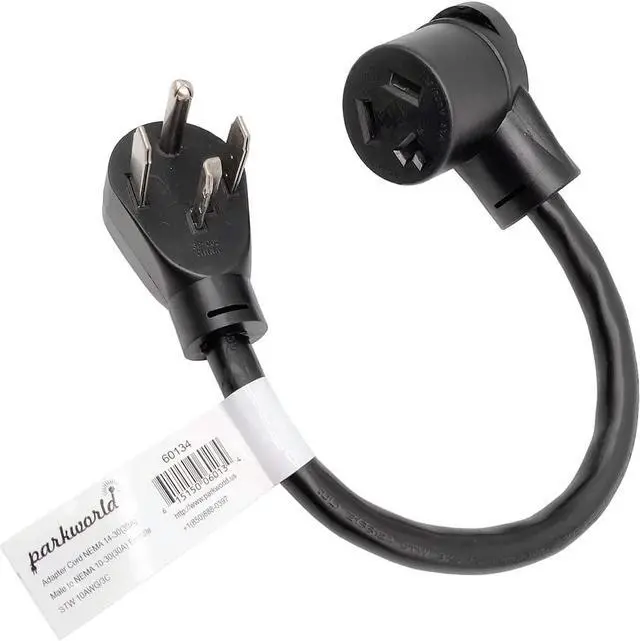 Alt view image 5 of 6 - Parkworld 60134 Dryer Adapter Cord NEMA 14-30P Male to 10-30R Female, 30A, 250V (1.5FT, ETL Listed)