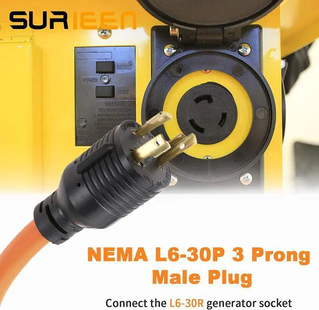 Alt view image 5 of 7 - NEMA L6-30P to 6-50R Generator to Welder Adapter Plug 1.5FT | 30Amp to 50Amp Generator Welder Adapter STW 10AWG/3C 250V