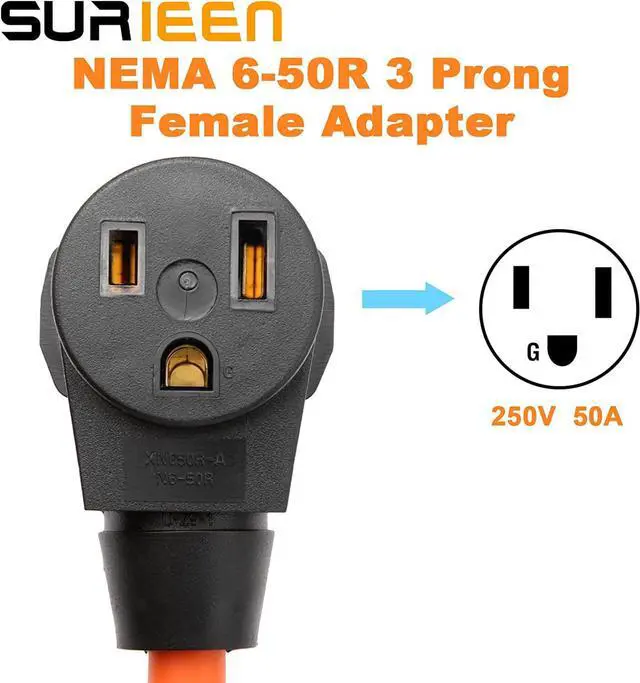 Alt view image 2 of 7 - NEMA L6-30P to 6-50R Generator to Welder Adapter Plug 1.5FT | 30Amp to 50Amp Generator Welder Adapter STW 10AWG/3C 250V