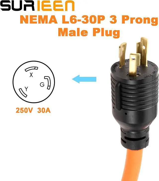 Alt view image 3 of 7 - NEMA L6-30P to 6-50R Generator to Welder Adapter Plug 1.5FT | 30Amp to 50Amp Generator Welder Adapter STW 10AWG/3C 250V