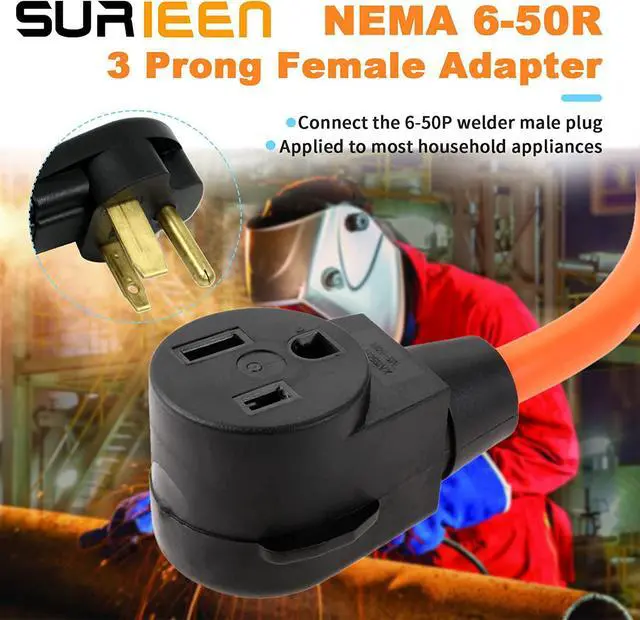 Alt view image 4 of 7 - NEMA L6-30P to 6-50R Generator to Welder Adapter Plug 1.5FT | 30Amp to 50Amp Generator Welder Adapter STW 10AWG/3C 250V