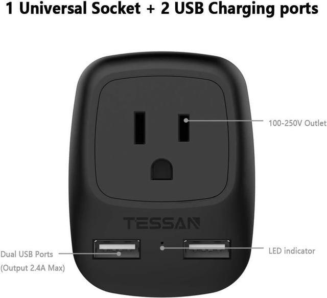 European Travel Plug Adapter 2 Pack, TESSAN International Power